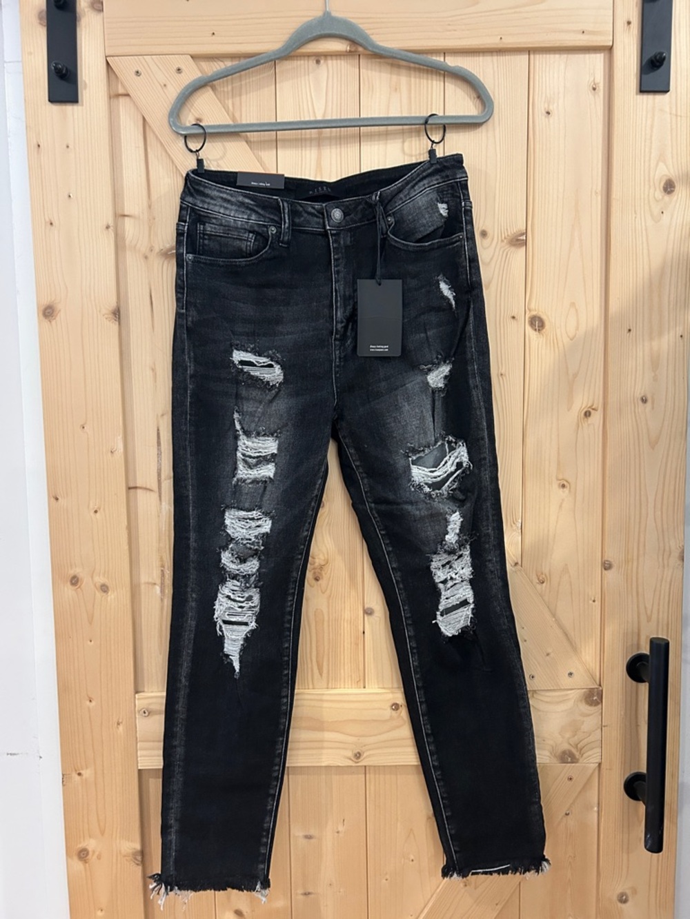Black Distressed Skinny Jeans for Women